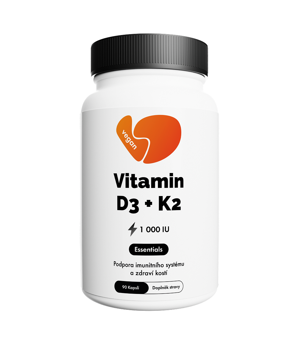 Vitamin D3 + K2 – 90 veganských kapslí | Podpora kostí, imunity a vstřebávání vápníku
