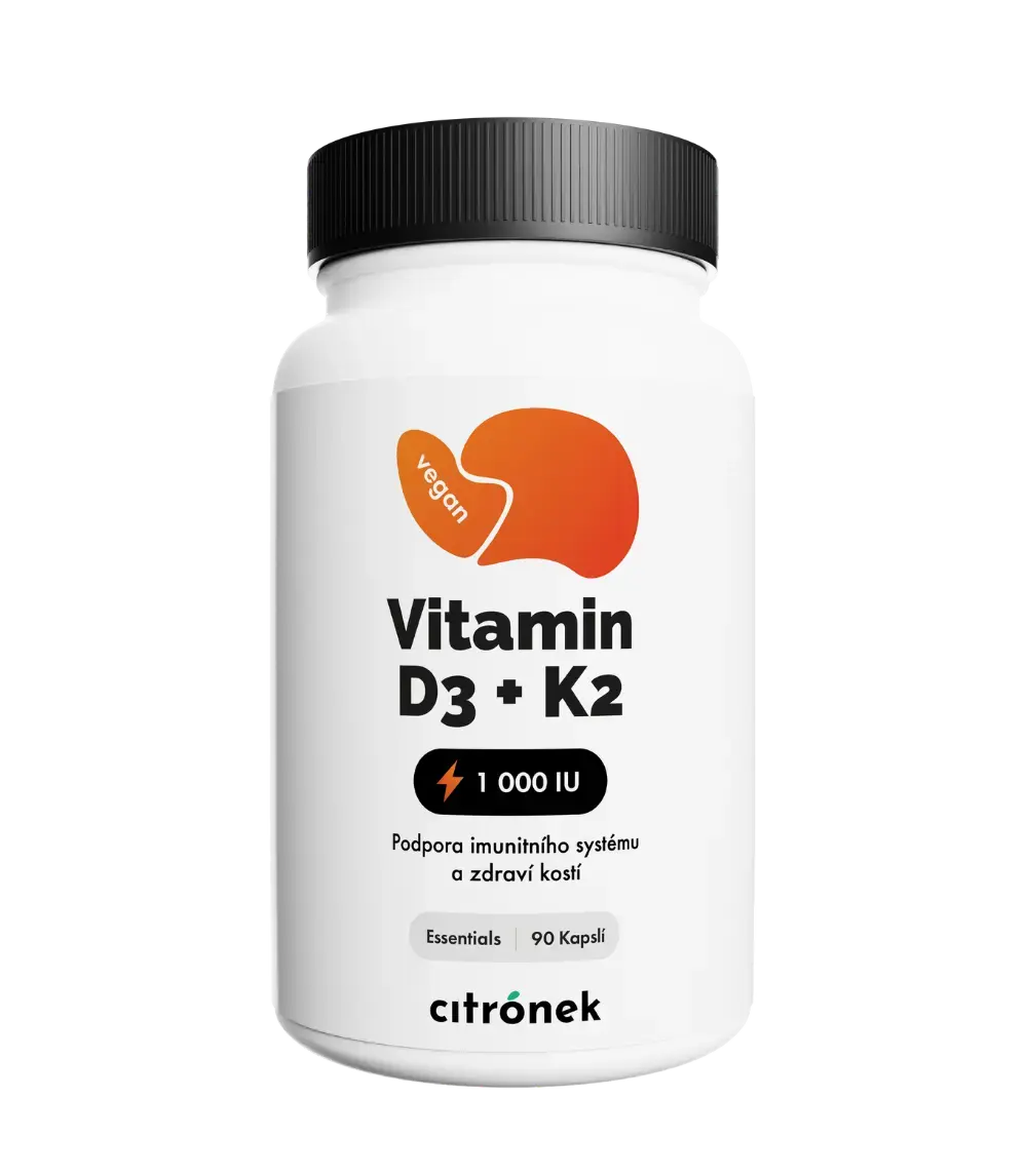 Vitamin D3 + K2 – 90 veganských kapslí | Podpora kostí, imunity a vstřebávání vápníku