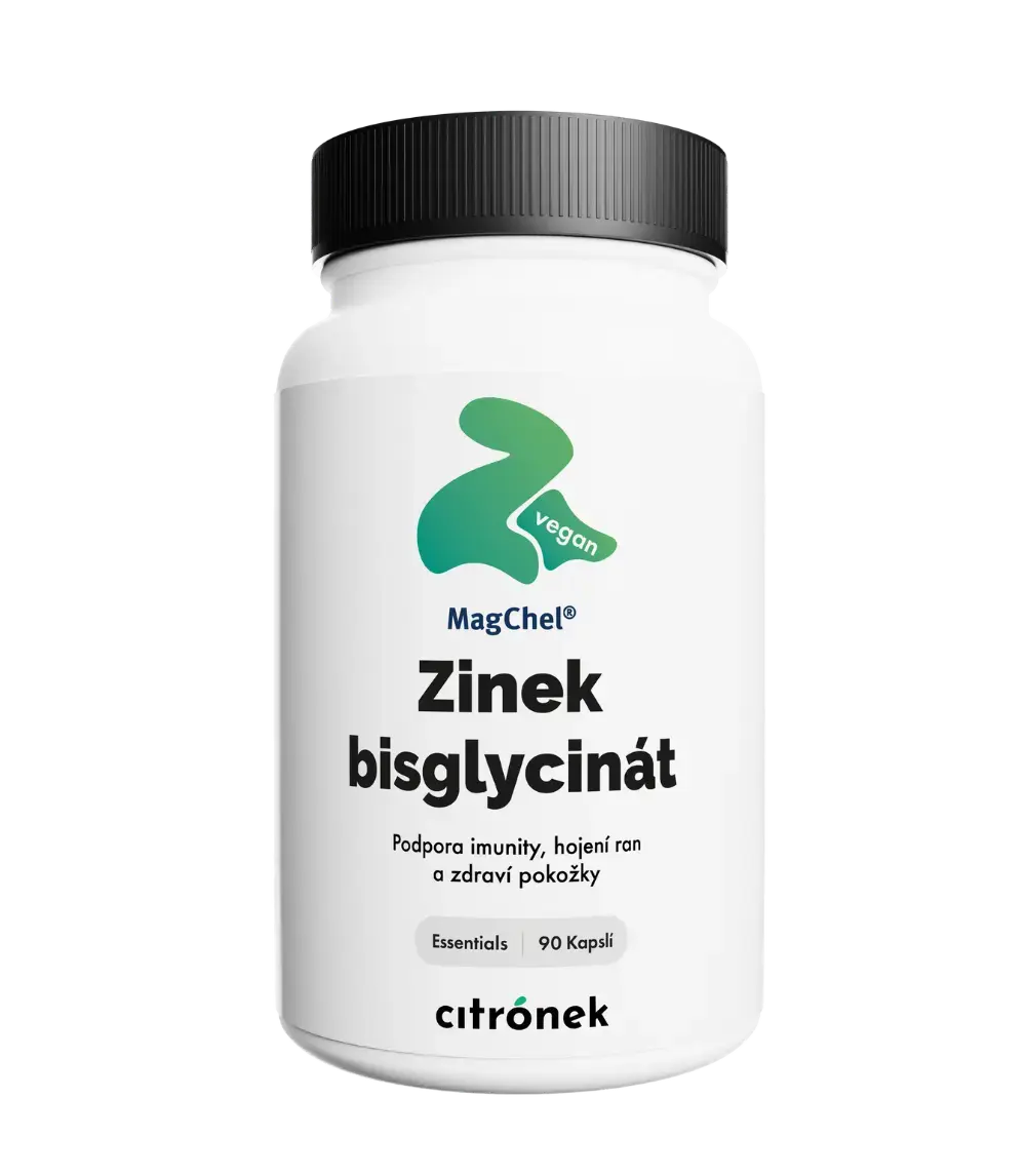Citronek Zinek Bisglycinát – 90 veganských kapslí | Zdraví pokožky, vlasů a imunity